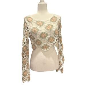 Forever 21 Boho Cottagecore Knit Top Size S | Long Sleeve Festival Sweater